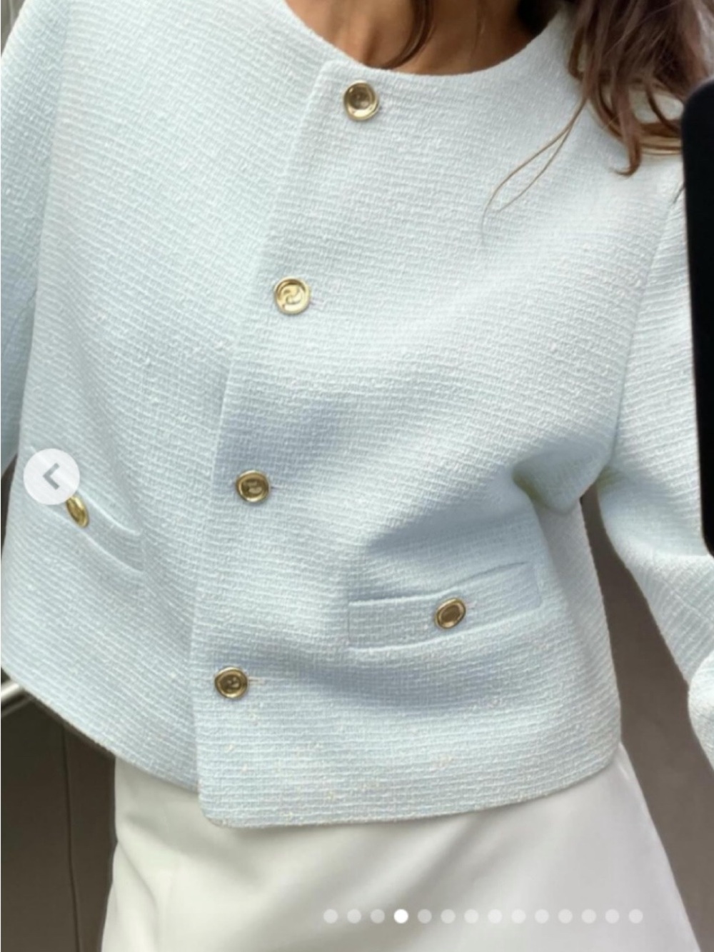 ZARA Light Blue White Tweed Jacket with Gold Buttons! 🩵 - Picture 2 of 15